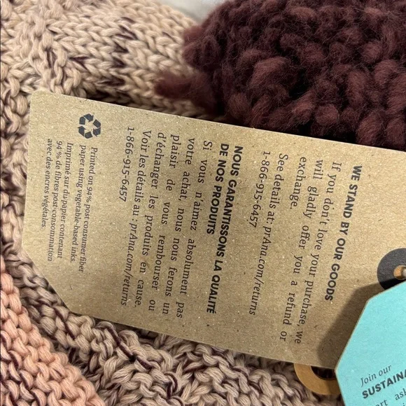 PranaKanin Beanie raisin one size fits all knitted tassel stocking hat